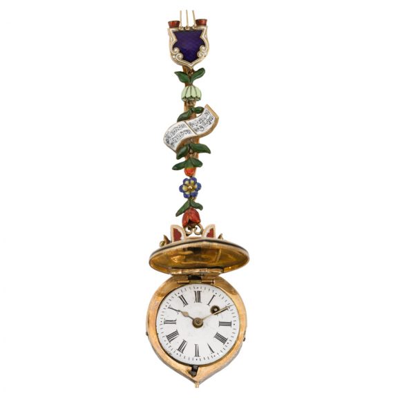 Austrian gold and enamel oriental lute-form watch Circa 1870 Austrian gold and enamel oriental lute-form watch Circa 1870