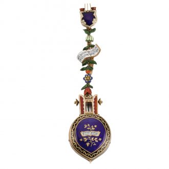 Austrian gold and enamel oriental lute-form watch Circa 1870