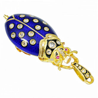 Swiss gold, enamel and diamond set scarab form watch Circa 1870