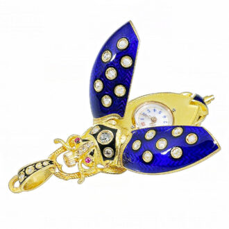 Swiss gold, enamel and diamond set scarab form watch Circa 1870
