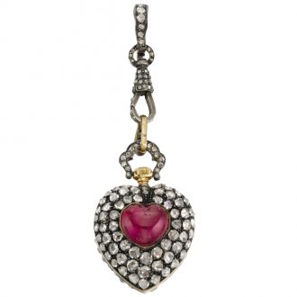 Swiss/French gold and diamond set heart-form watch Circa 1890
