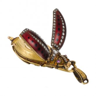 Swiss 18K gold cylinder watch in the shape of a scarab Circa 1880