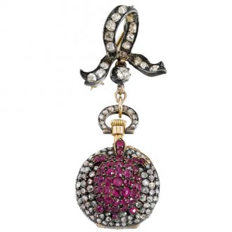 Swiss/French gold Louis XVI-style cylinder pendant watch Circa 1880