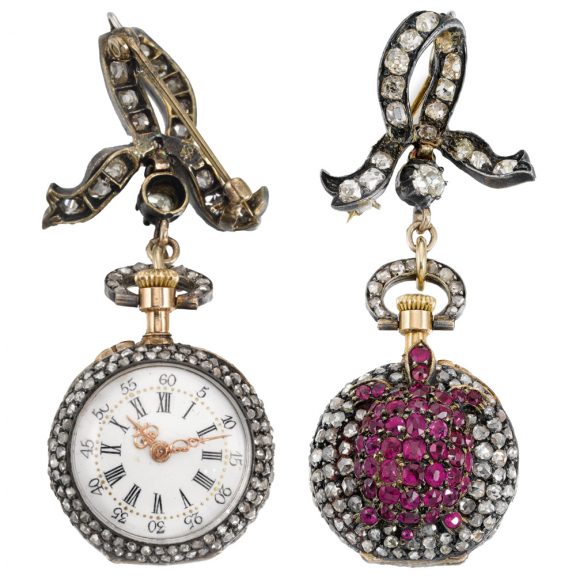 Swiss/French gold Louis XVI-style cylinder pendant watch Circa 1880