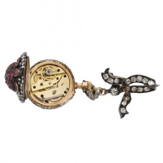 Swiss/French gold Louis XVI-style cylinder pendant watch Circa 1880