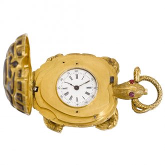Swiss turtle-form watch with heart-shaped movement circa 1885