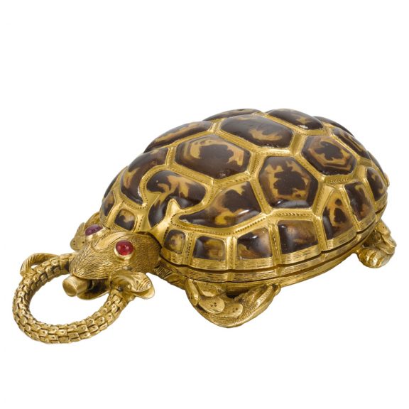 Swiss turtle-form watch with heart-shaped movement circa 1885
