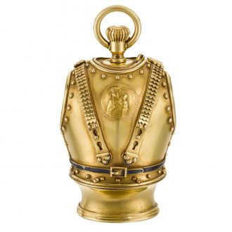 Rare and unusual Swiss gold suit of armour form watch Circa 1890