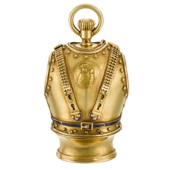Rare and unusual Swiss gold suit of armour form watch Circa 1890 Rare and unusual Swiss gold suit of armour form watch Circa 1890