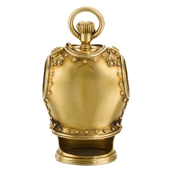 Rare and unusual Swiss gold suit of armour form watch Circa 1890 Rare and unusual Swiss gold suit of armour form watch Circa 1890