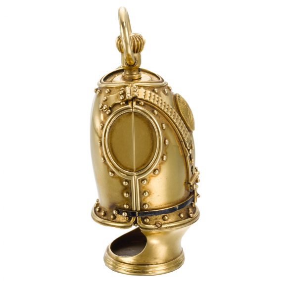 Rare and unusual Swiss gold suit of armour form watch Circa 1890 Rare and unusual Swiss gold suit of armour form watch Circa 1890
