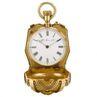 Rare and unusual Swiss gold suit of armour form watch Circa 1890