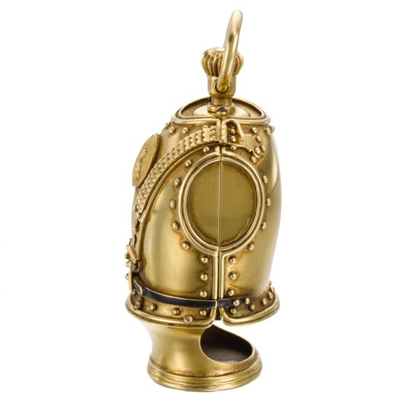 Rare and unusual Swiss gold suit of armour form watch Circa 1890 Rare and unusual Swiss gold suit of armour form watch Circa 1890