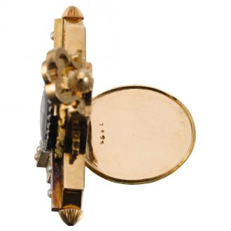 Swiss cruciform watch with polychrome enamel painting Circa 1880.