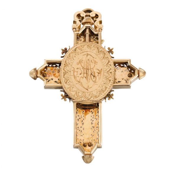Swiss cruciform watch with polychrome enamel painting Circa 1880. Swiss cruciform watch with polychrome enamel painting Circa 1880.