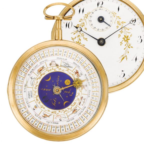 French gold astronomical watch with signs of the zodiac Circa 1800