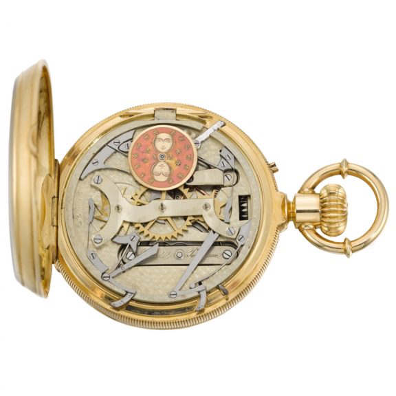 Swiss double-dialled watch with calendar and moon phases Circa 1890 Swiss double-dialled watch with calendar and moon phases Circa 1890