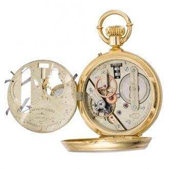 Swiss double-dialled watch with calendar and moon phases Circa 1890