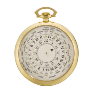 Rare Swiss gold keyless lever World Time pocket watch Circa 1940v