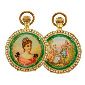 Lady's Swiss gold enamel minute repeating watch Circa 1900
