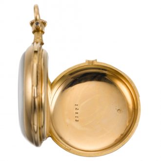 Small French gold quarter repeating keyless pocket watch Circa 1883