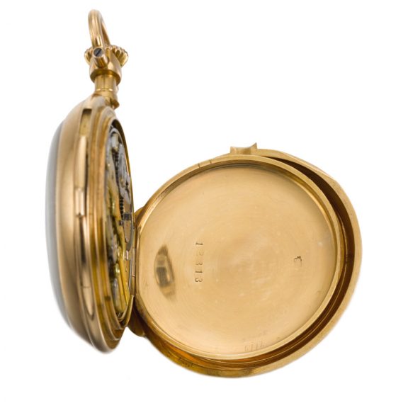 Small French gold quarter repeating keyless pocket watch Circa 1883 Small French gold quarter repeating keyless pocket watch Circa 1883