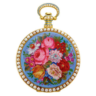 Swiss gold, enamel and pearl set watch by Bovet Circa 1830