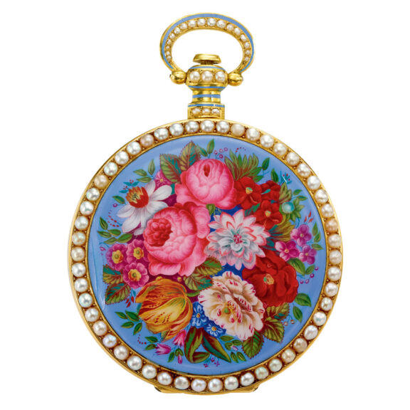 Swiss gold, enamel and pearl set watch by Bovet Circa 1830