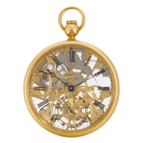 Very rare Swiss gold skeletonized tourbillon watch circa 1983