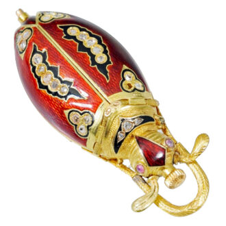 Swiss gold, enamel and diamond set scarab form watch Circa 1870 Swiss gold, enamel and diamond set scarab form watch Circa 1870