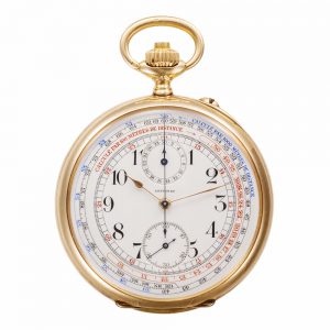 Swiss yellow gold chronograph pocket watch Circa 1913