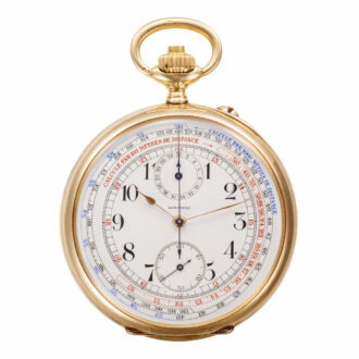Swiss yellow gold chronograph pocket watch Circa 1913