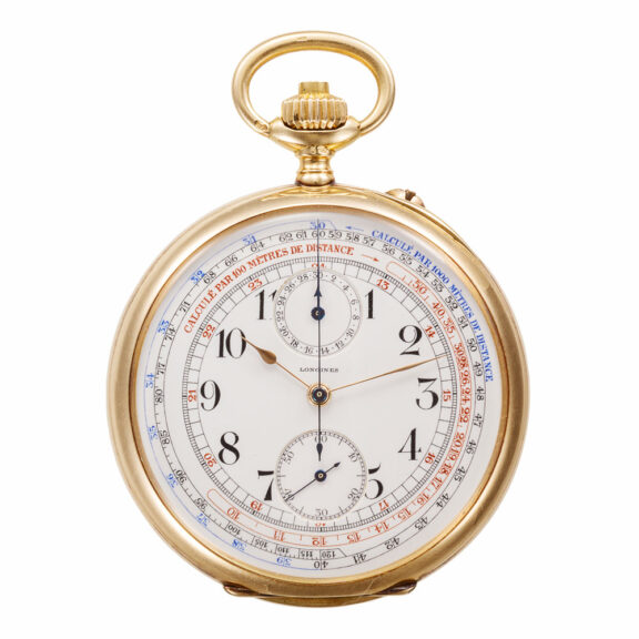 Swiss yellow gold chronograph pocket watch Circa 1913