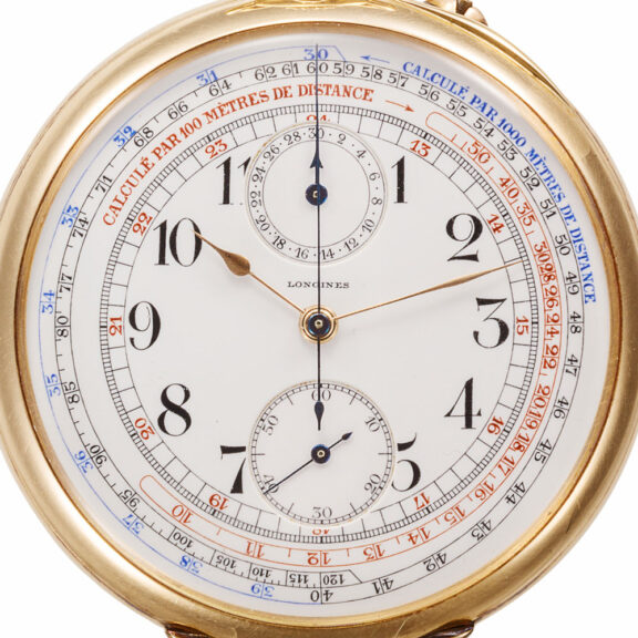 Swiss yellow gold chronograph pocket watch Circa 1913 Swiss yellow gold chronograph pocket watch Circa 1913