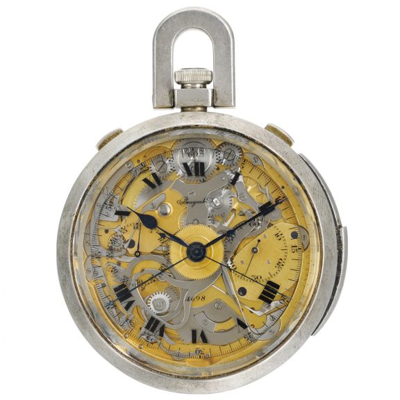 French skeletonized tourbillon chronograph watch Circa 1962