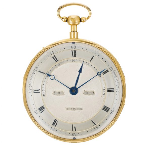 French gold quarter repeating calendar cylinder watch Circa 1820