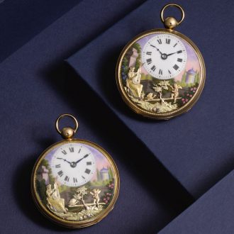 Swiss gold and enamel musical automaton watches Circa 1820