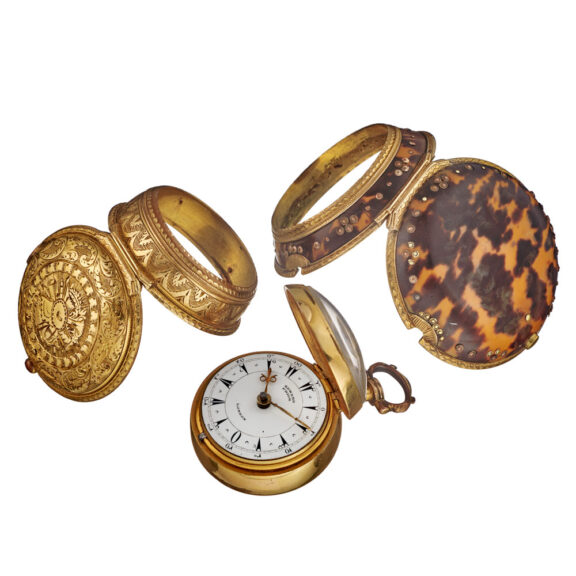 English verge in Gilt-Metal and tortoiseshell triple cases Circa 1865 English verge in Gilt-Metal and tortoiseshell triple cases Circa 1865