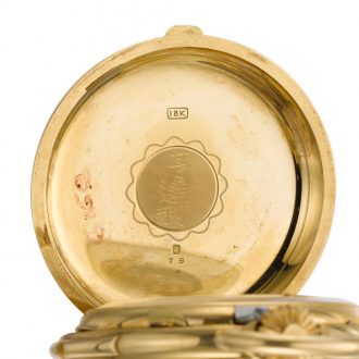 Rare Swiss gold minute repeating automaton watch Circa 1890 Rare Swiss gold minute repeating automaton watch Circa 1890