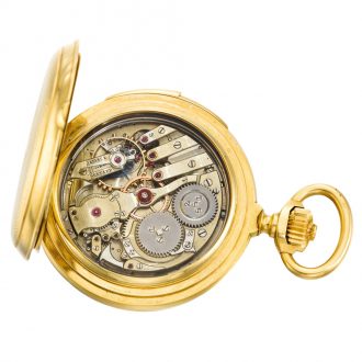 Rare Swiss gold minute repeating automaton watch Circa 1890 Rare Swiss gold minute repeating automaton watch Circa 1890