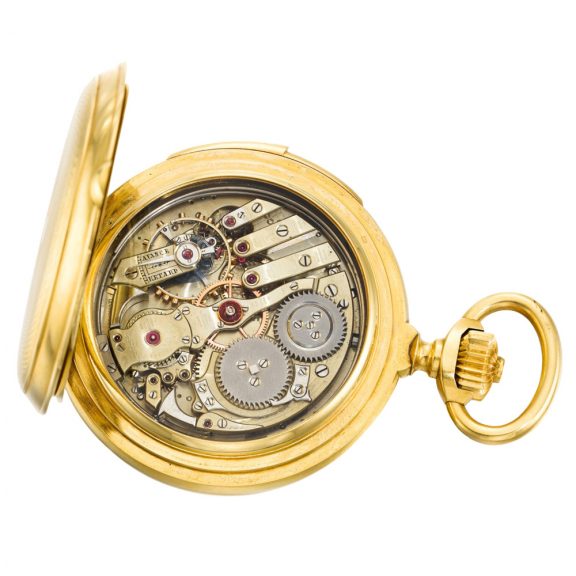 Rare Swiss gold minute repeating automaton watch Circa 1890 Rare Swiss gold minute repeating automaton watch Circa 1890
