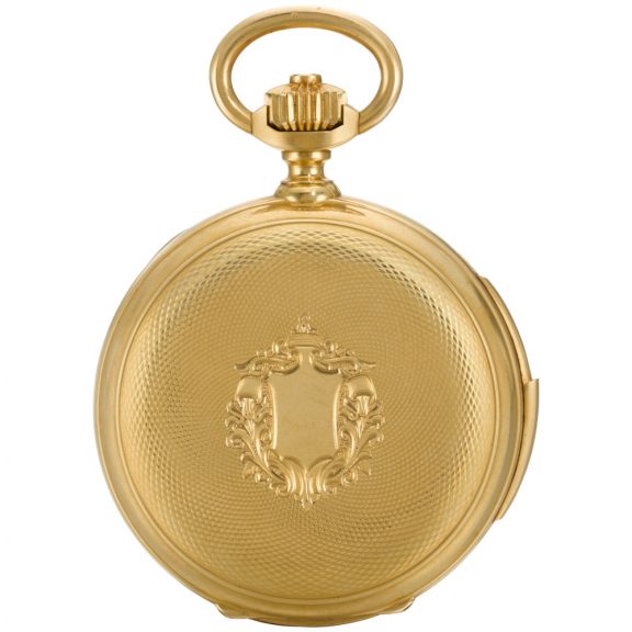 Rare Swiss gold minute repeating automaton watch Circa 1890 Rare Swiss gold minute repeating automaton watch Circa 1890
