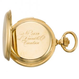 Rare Swiss gold minute repeating automaton watch Circa 1890 Rare Swiss gold minute repeating automaton watch Circa 1890