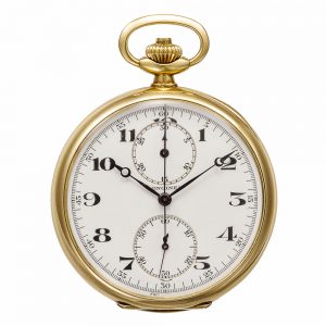 Swiss gold Longines watch with two complications Circa 1930
