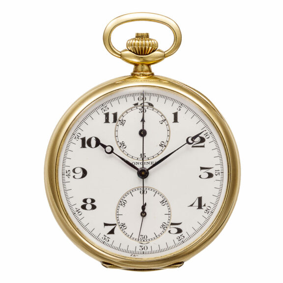 Swiss gold Longines watch with two complications Circa 1930