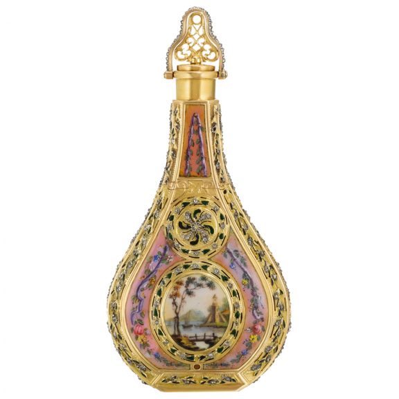 Swiss scent flacon with watch and musical movement Circa 1790