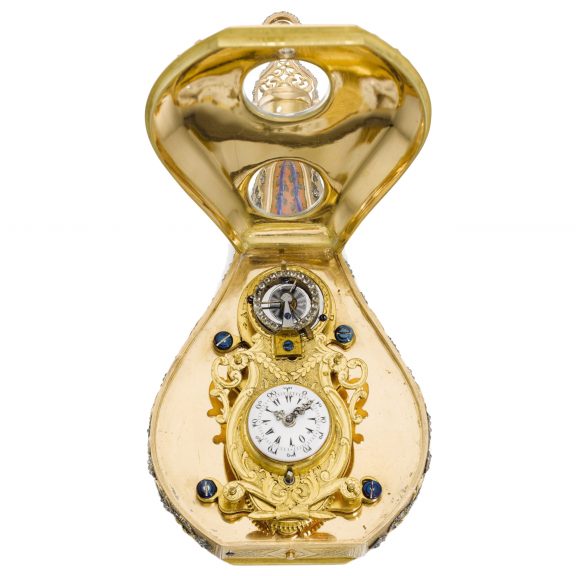 Swiss scent flacon with watch and musical movement Circa 1790 Swiss scent flacon with watch and musical movement Circa 1790