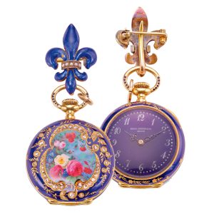 Swiss lady's gold enamel and diamond set watch Circa 1895