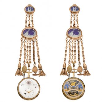 Swiss watch with processional automaton and chatelaine Circa 1800