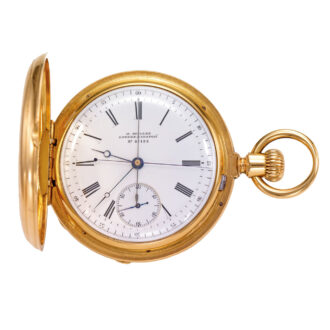 Swiss 18k gold hunting cased chronograph watch Circa 1871